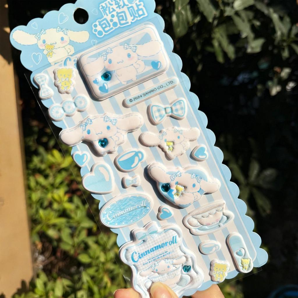 Kawaii  My Melody Cinnamoroll 3D Thick Chubby Double-Layer Bubble Sticker Cute Puffy Diy Laptop Phone Case Sticker