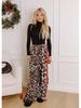 Leopard Print Patchwork Wide-Leg Women's Trousers