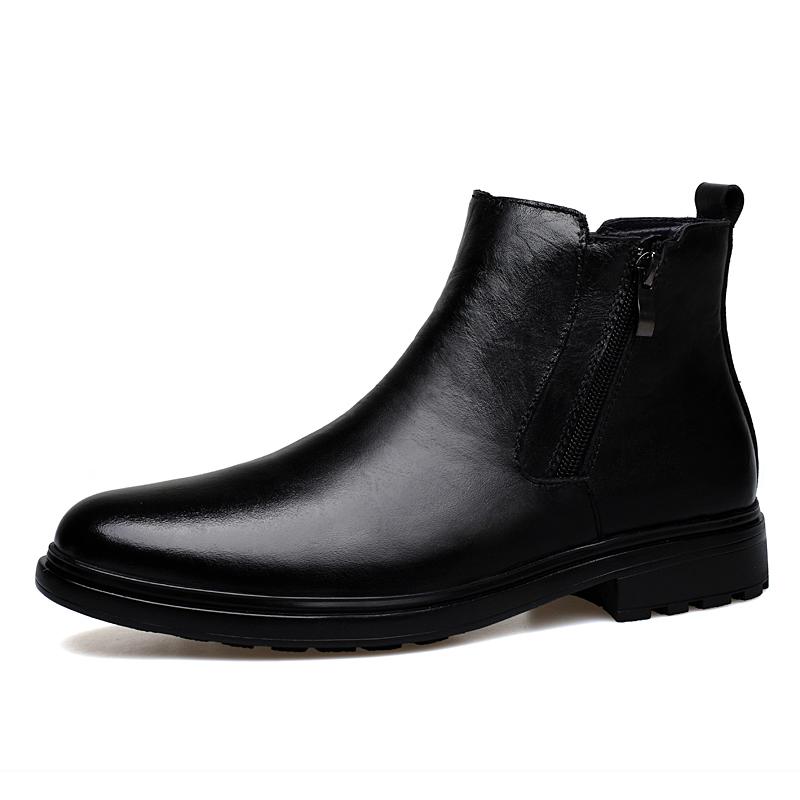 

Бренд класса люкс Мужская обувь из натуральной кожи Зимние ботинки челси в британском стиле Ботинки до щиколотки с высоким верхом для интервью и бизнеса 38