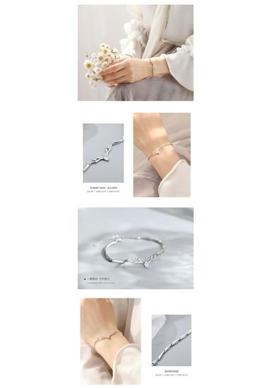 S925 Sterling Silver Deer Antler Bracelet for Women - Valentine's Day Gift for Girlfriend