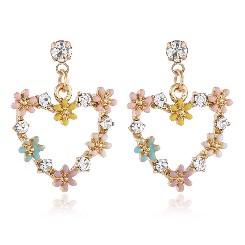 Elegant Alloy Enamel Flower Hoop Earrings - Versatile Women s Accessories