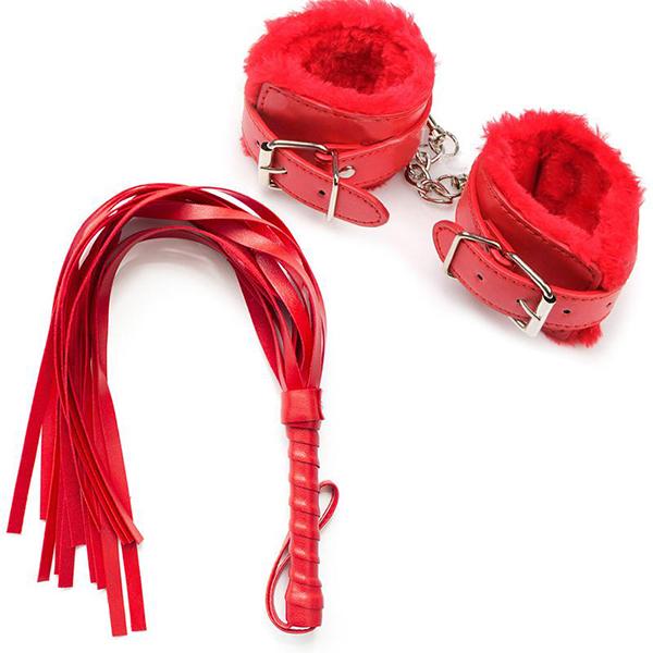BDSM PU Leather Whip Flogger Plush Sex Handcuffs Bondage Slave Exotic Accessories Toys For Couples Adults Games