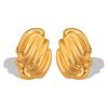 CARLIDANA New Arrival Minimalist Stainless Steel Gold Plated Stripes Hoop Earring Women Tarnish Free Chunky C Stud Earrings
