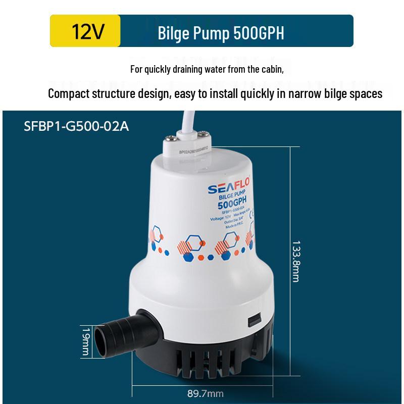 12V/24V DC Submersible Marine Bilge Pump for Fishing Boats - High Flow Seawater Drainage Pump