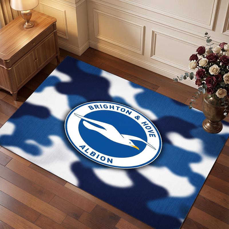 Brighton & Hove Albion Football Print Crystal Velvet Rug, Comfortable Water Absorbent Non Slip Indoor Floor Carpet