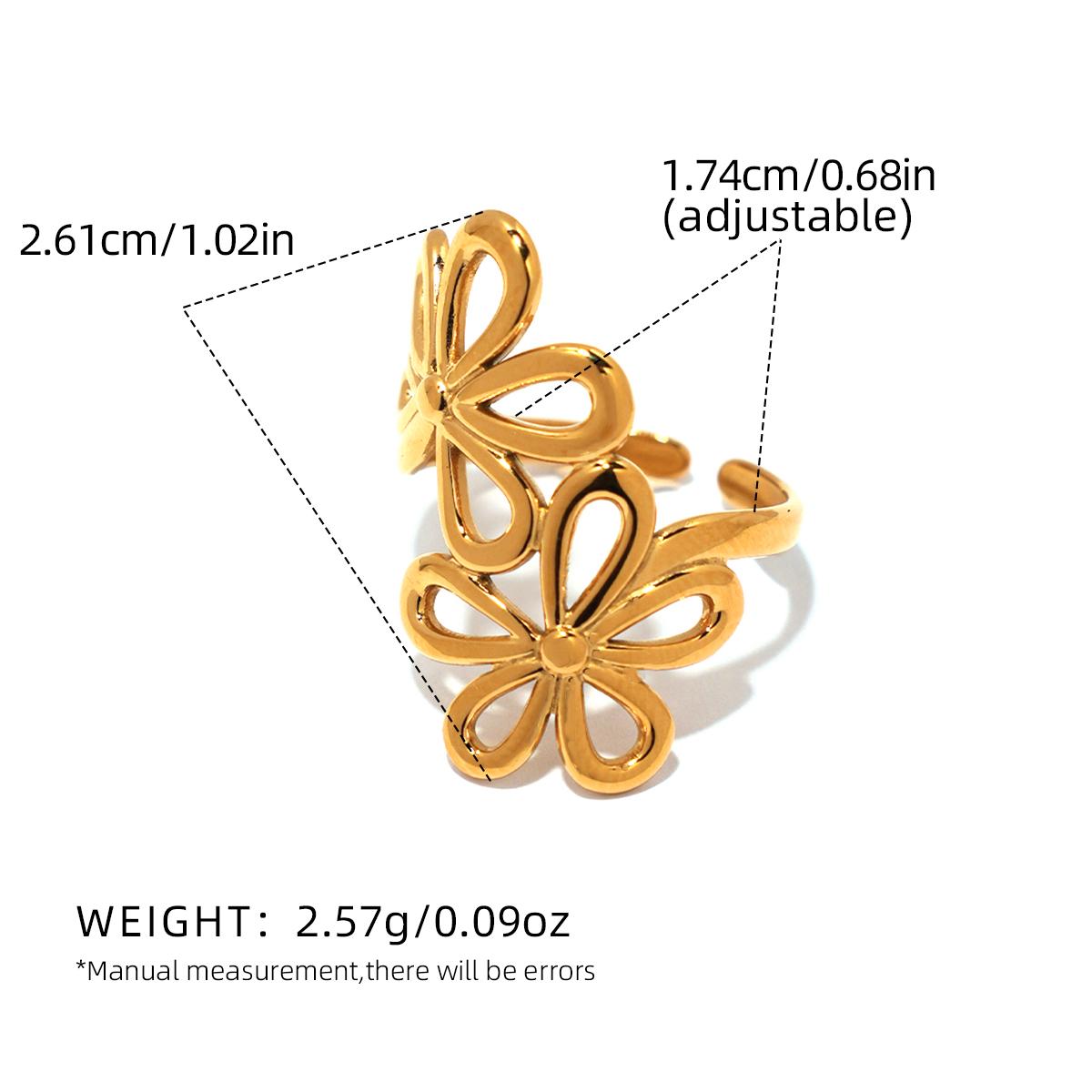 

Irregular Flower Geometric Hollow Adjustable Open Rings For Women Stainless Steel Metal Trendy Charm Zircon Accessories Gift resizable