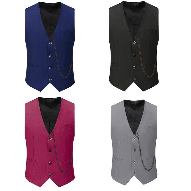 Nieuwe veelkleurige modieuze prom party vest heren formele retro vest mouwloze riem accessoires effen kleur zakelijke vest heren