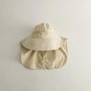 Solid Color Summer Sun Hat for Boy Girl Korean Big Brim Fisherman Cap Kids Quick Dry Mesh Anti UV Beach Cap with Neck Cover