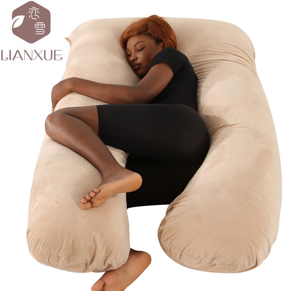 Crystal Velvet U-shaped Pregnancy Pillow Waist Protection Side Sleeping Pillow Breastfeeding Multifunctional Hug Pillow