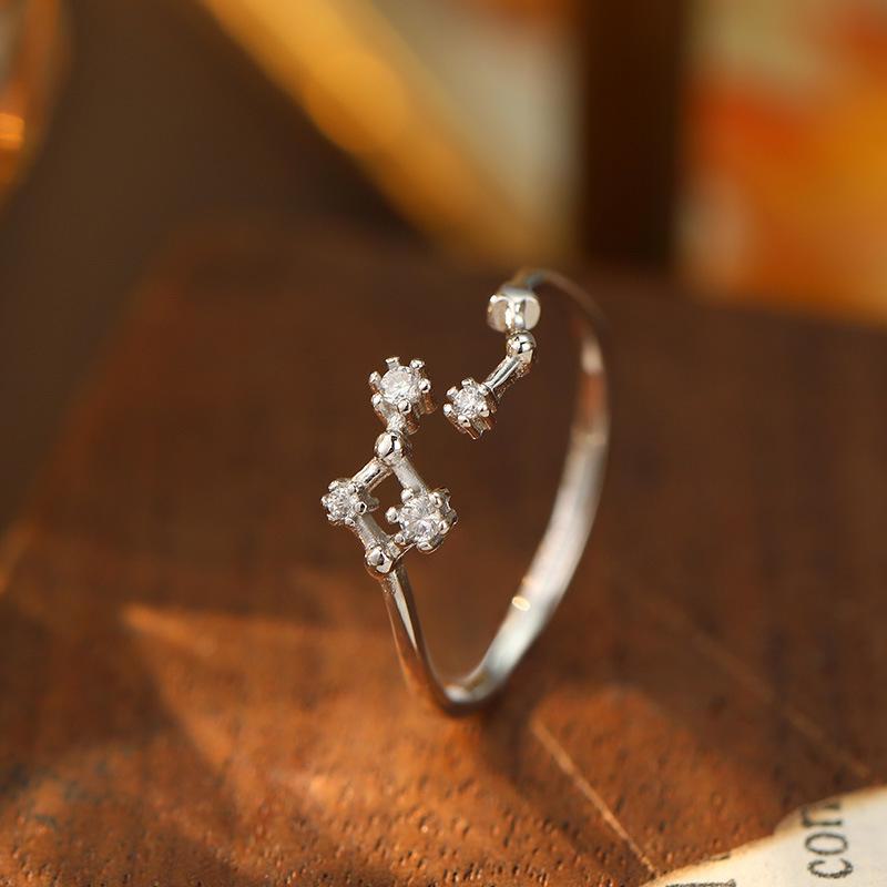 Banyan Tree S925 Silver Zodiac Constellation Ring - Women's Summer Simple Birthday Jewelry