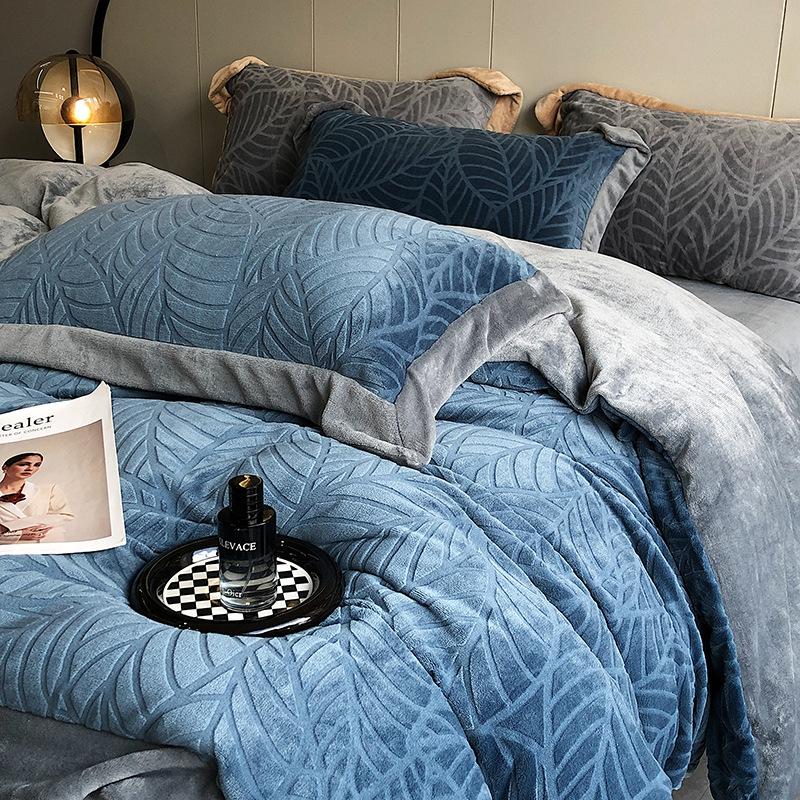 

Молочный флис 4 шт. Зимний утолщенный теплый класс А Материнский младенческий класс Детская флисовая простыня Матрас Постельные принадлежности 1.8m bed sheet 4pc 2.0 * 2.3 quilt