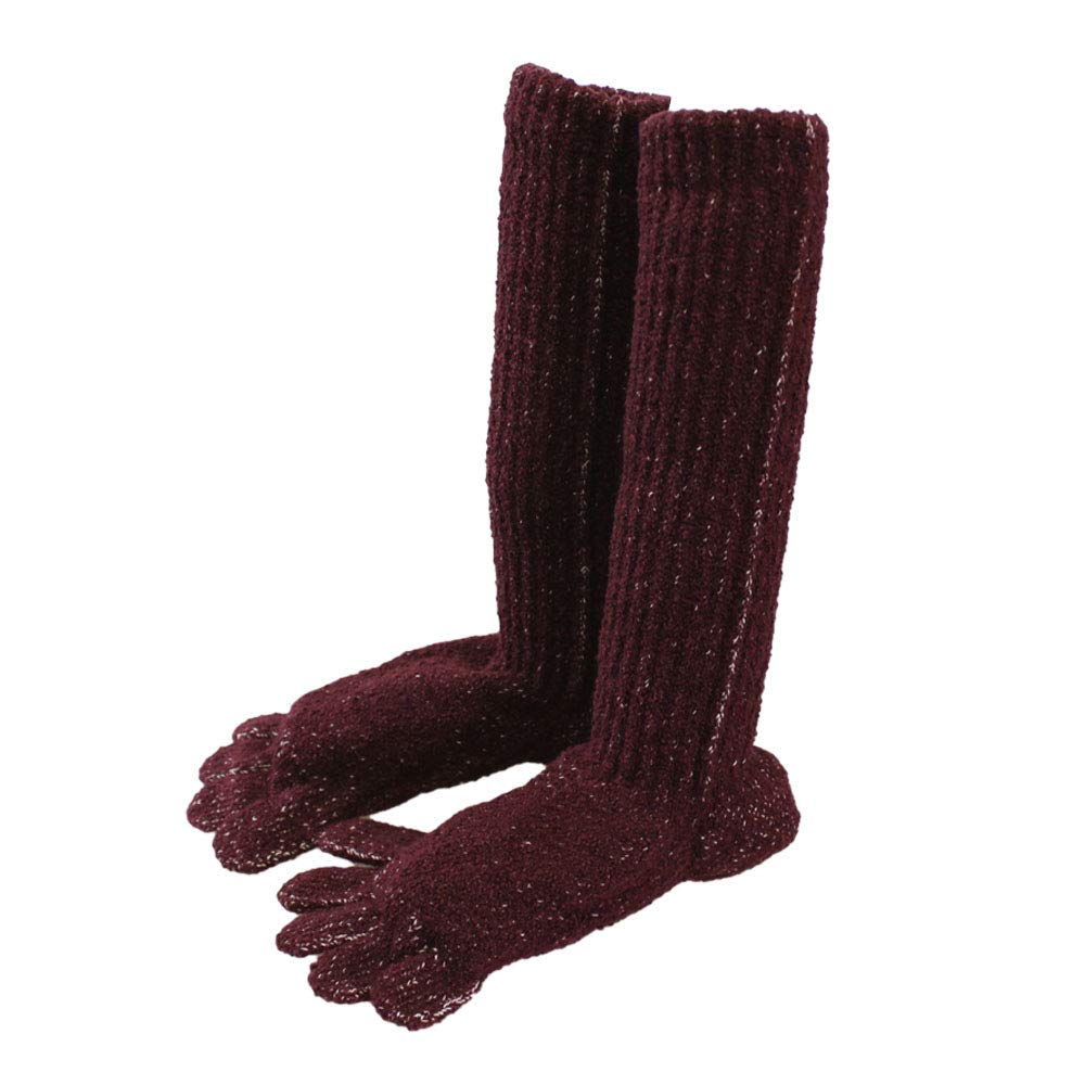 

НоскиDEPO Носки, изготовленные перчаточником, носки с шелком обычные Сделано в (Носочный склад) Пушистая подкладка с 5 пальцами 100%, длина Япония, бордовый, 19-27см