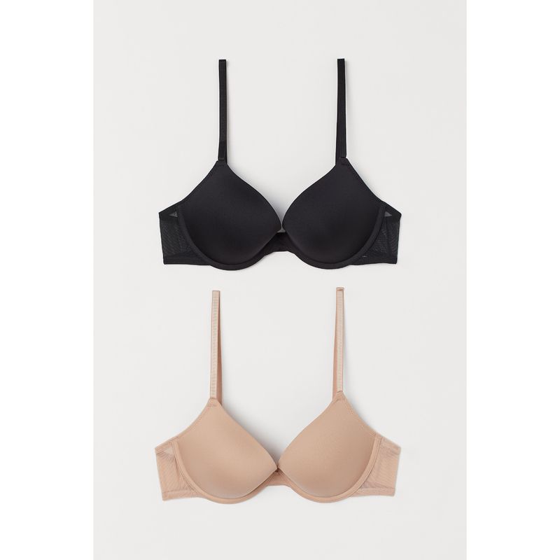 

HM Lingerie Бюстгальтер Летняя Клетка Дышащий С Подушечками На Косточках Концентрирующая Форму Бюстгальтер 2 Штуки 0506098 C75 Light beige/Black