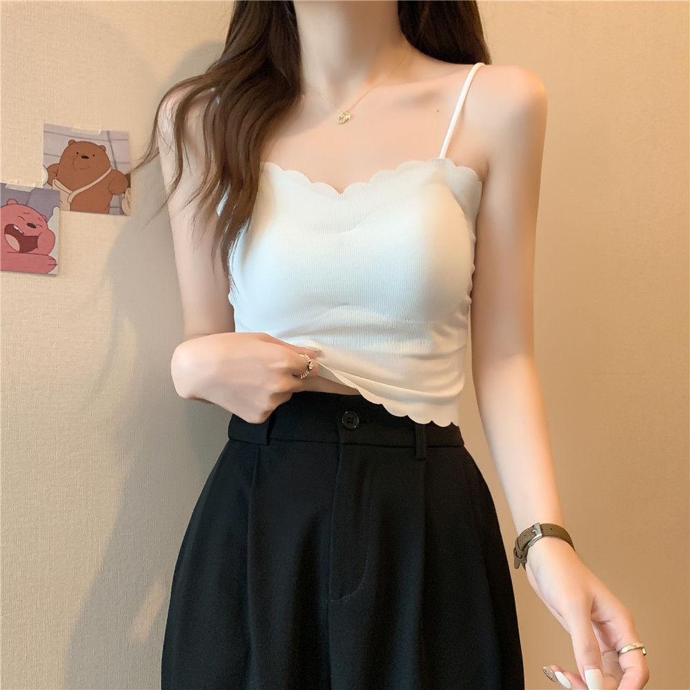 Camisole Vest With Chest Pad Outer Wear Underwear For Women Summer Thin Beautiful Back Bandeau Integrated Top