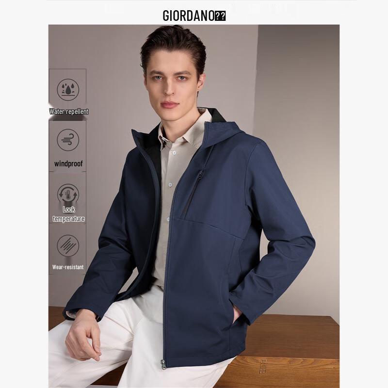 GIORDANO Men's Hooded Fleece Softshell Jacket