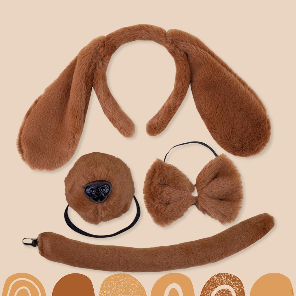 Puppy Dog Ears and Long Tail Hair Clip Faux Dress Up Cat Ear Lolita Hoop