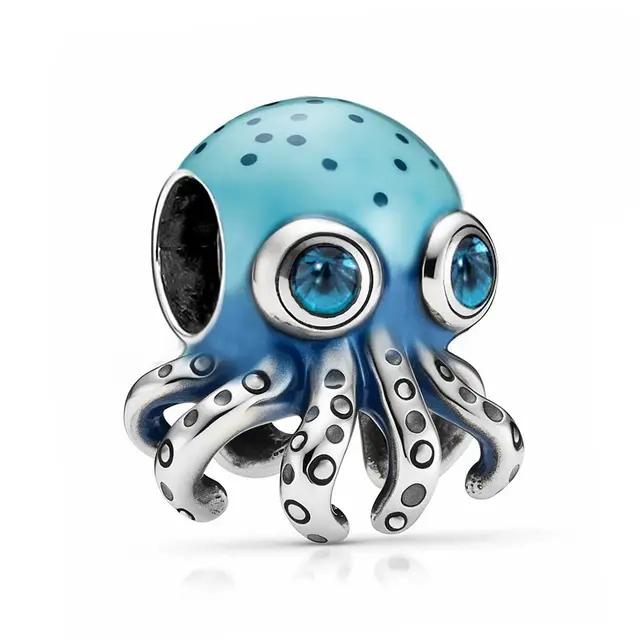 925 Sterling Silver Murano Glass Turtle Jellyfish Whale Charm Pendant for Women DIY Jewelry Bracelet Accessories