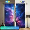 2pcs Outer Space Printed Curtain for Home Decor - Rod Pocket Window Treatment for Bedroom,Office,Kitchen,Living Room,and Study