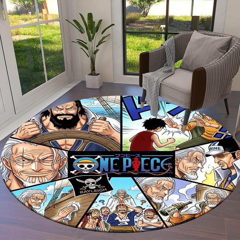 One Piece Poster Round Area Rug Carpet Rug For Living Room Bedroom Sofa Playroom Decor Nonslip Floor Mat