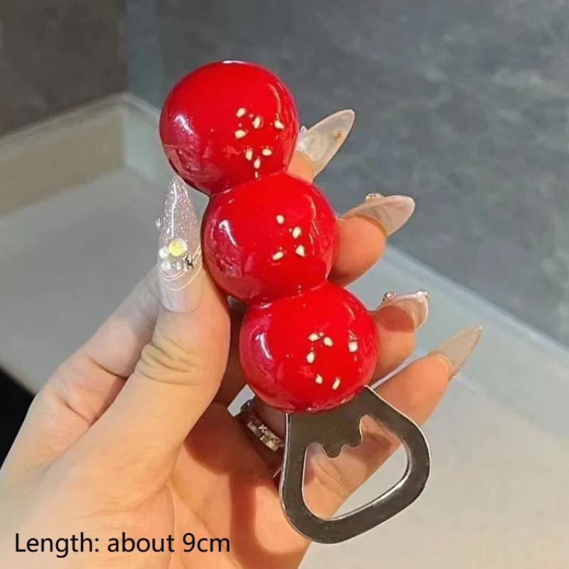 1Pcs Cute Beer Opener Kawaii Candied Haws Cheese Refrigerator Magnets Home Decor Kitchen Gadgets Cute Bottle Opener Key Chain