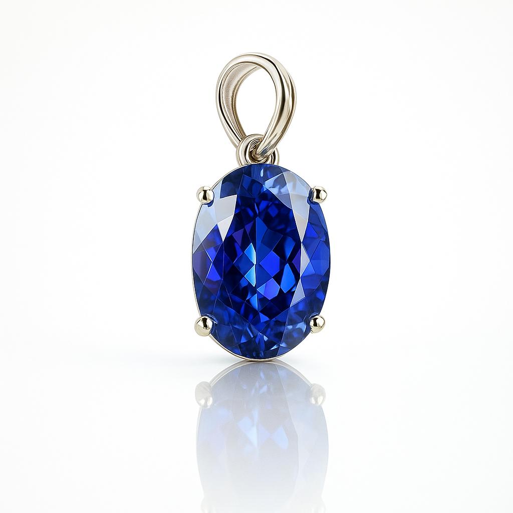 Natural Blue Sapphire Pendant 20 Ct Oval Cut 925 Sterling Silver September Birthday Birthstone