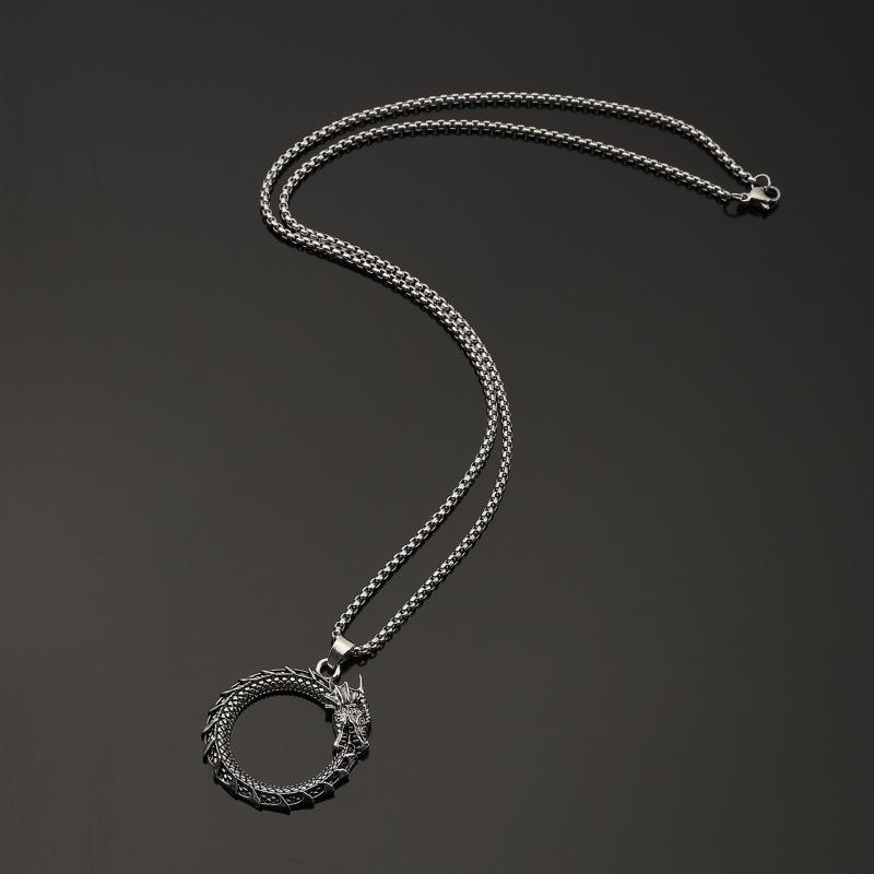 Popular Viking Norse Dragon Pendant Necklace - Retro Men's Fashion Accessory