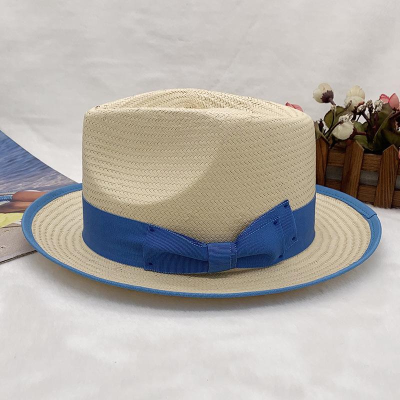 straw jazz hat for Men's and Women's Handmade Woven Sunshade Jazz Straw Hat with Summer Hat Binding and Color Matching Design