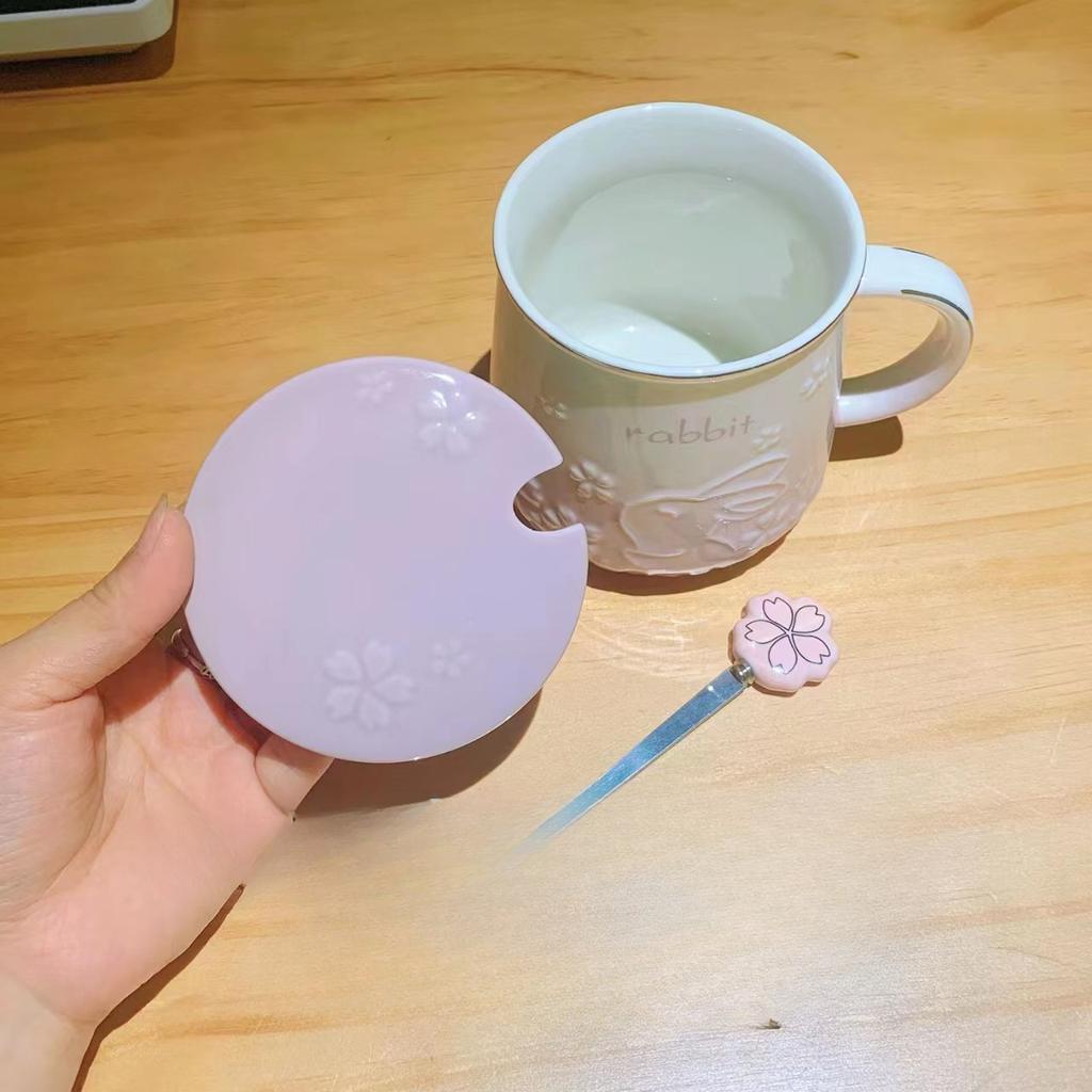 Year of The Rabbit Cherry Blossoms High Pretty Mug Souvenir Office Ceramic Cup Couple Coffee Cup Breakfast Milk Cup
