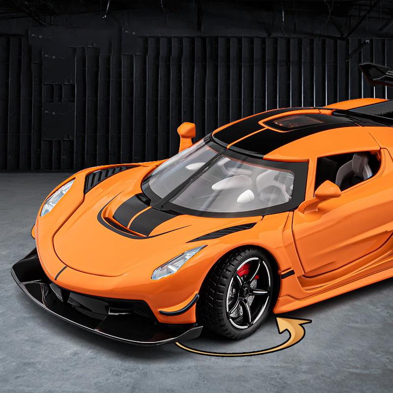1:22 KNSG Jesko Supercar Miniature GT Alloy Diecast Model Car Sound And Light Pull Back Display Decoration Simulation Collection