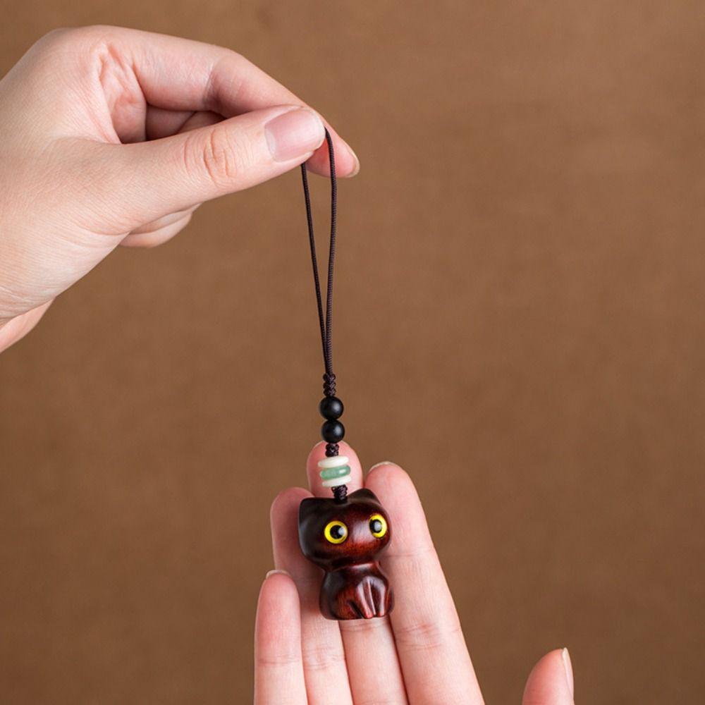 Accessories Cat Shape Wood Car Keyring Jewelry Findings Sandalwood Key Chains Keychain Components