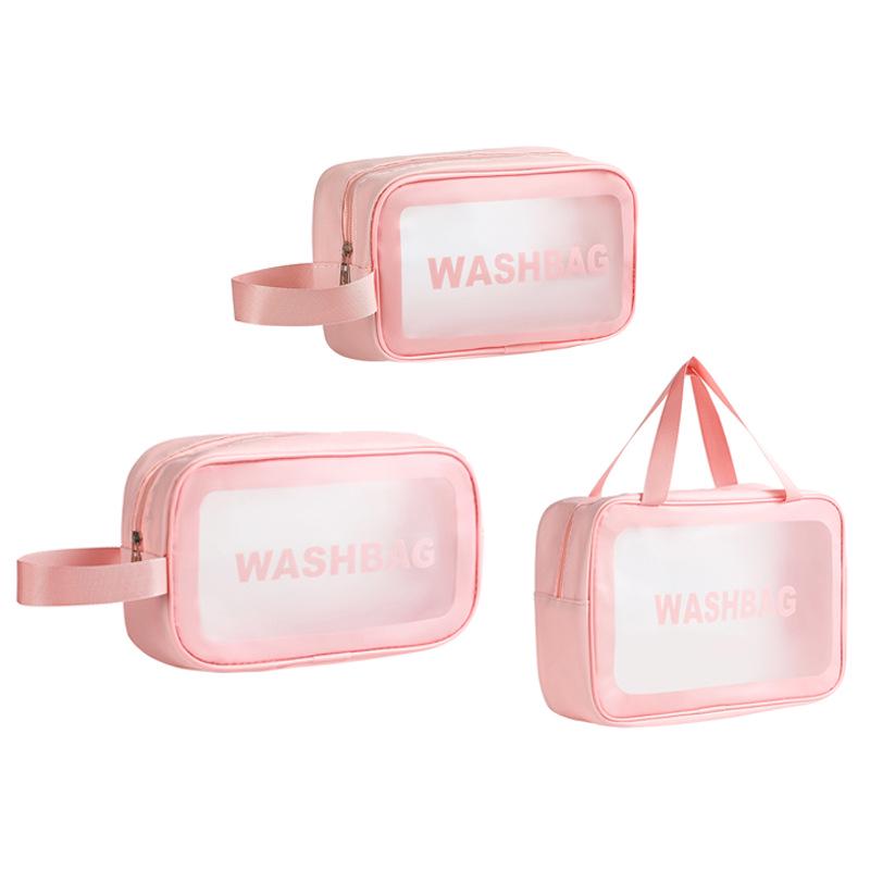 Large Portable Transparent PVC Toiletry Bag - Frosted, High Capacity Travel Storage