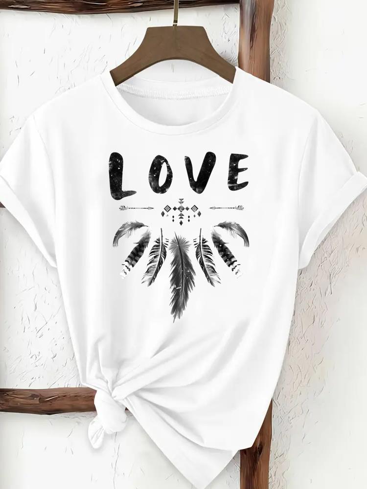 (Asian Size) trend love style Tee Top Woman Print Women Clothing Short Sleeve T Shirt Fashion Female Graphic T-shirts