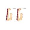 Multicolor Rhinestone Trendy Ushape Earrings Creative Alloy Studs For Women