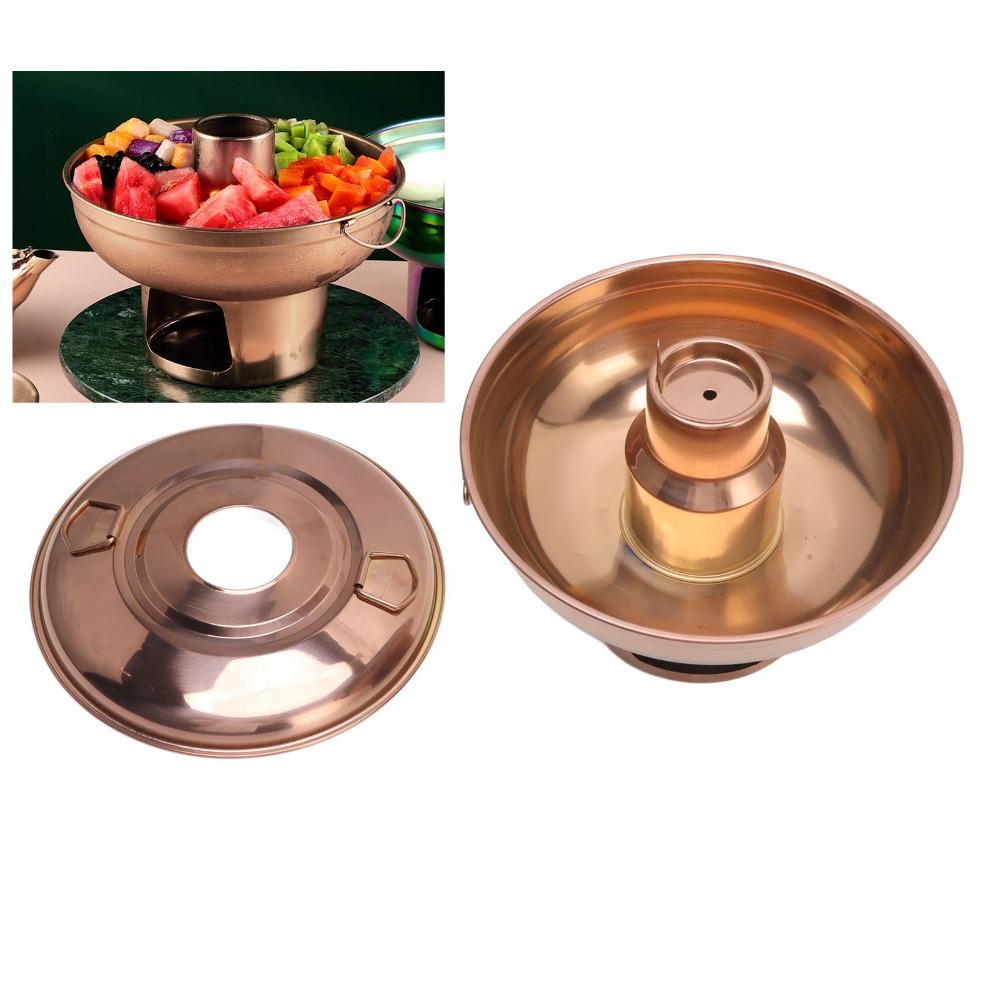 Rose Gold Chinese Hot Pot Multipurpose Dessert Fondue Pot Practical Dry Ice Hot Pot  Home Kitchen