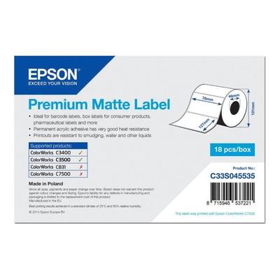 Etiketten - Epson - Premium - 76 x 127 mm - Matt - 265 Etiketten pro Rolle