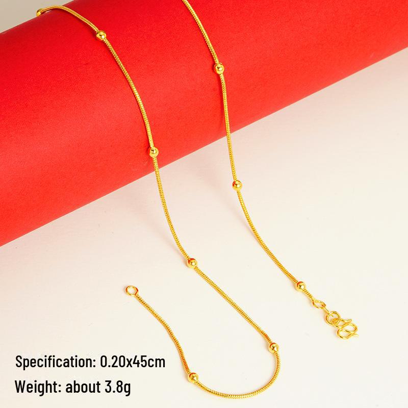 Elegant Sand Gold Clavicle Pendant Necklace for Women - High-End Imitation Gold Chain 