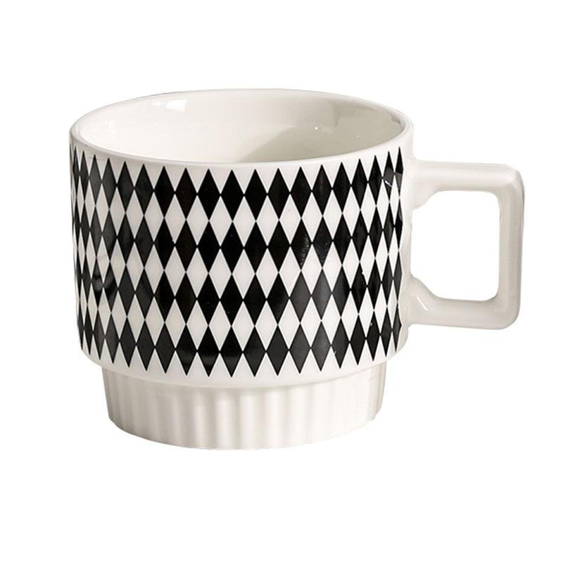 Ceramic Hepburn Retro Style Black and White Water Cup Household Stackable Cup Stackable Mug Set Souvenir