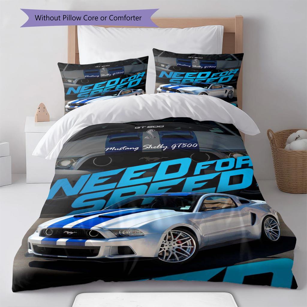 Shelby Racing Pattern Bedding Set Quilt Cover Pillowcase Home Decor Gift (1 * duvet cover + 2 * pillowcase, without core)