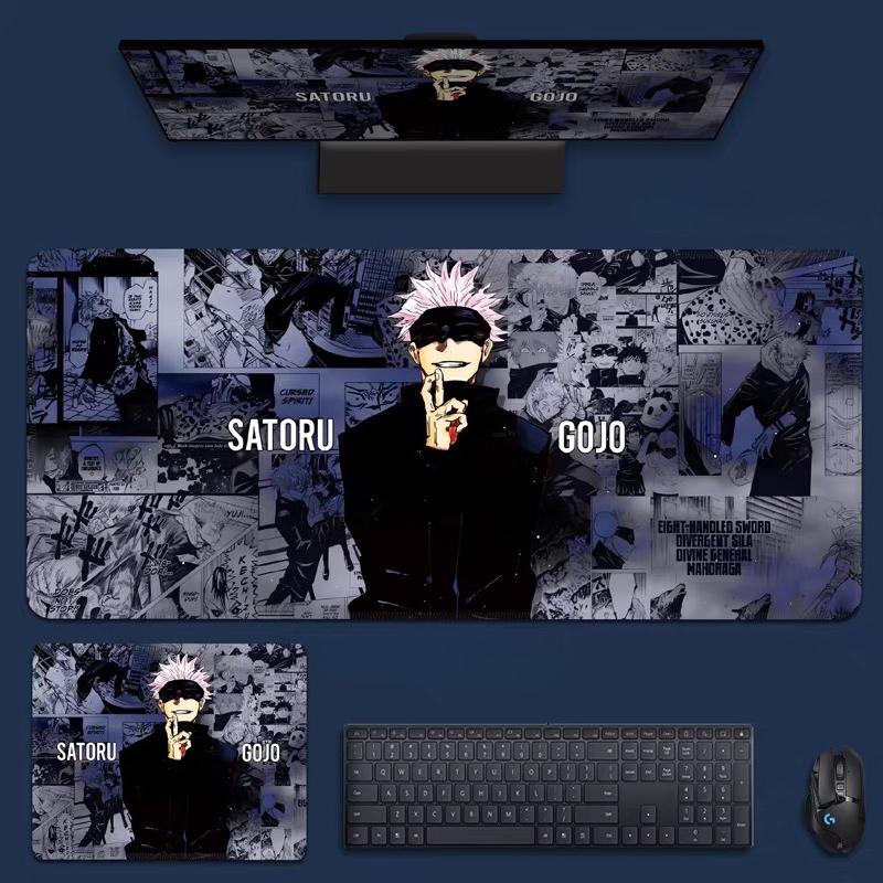 HD Jujutsu Kaisen Leder Mauspads Übergroß Anime Computer Tastaturunterlage Gojo Satoru E-Sport Tischunterlage Jungen Rutschfestes Mauspads