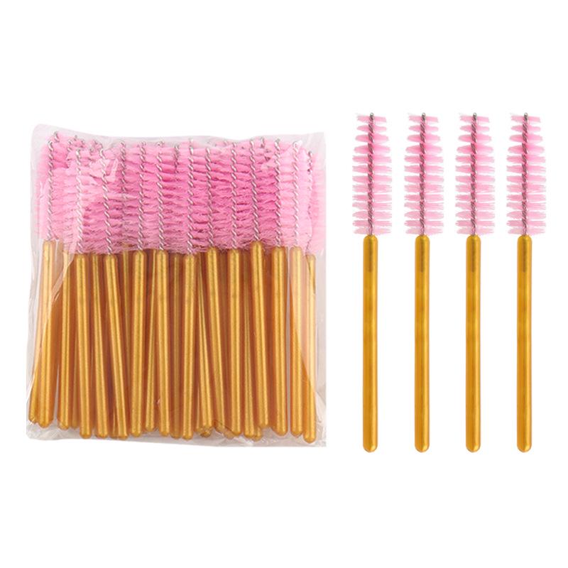50-Pack Gold Handle Disposable Mascara Brushes - Mini Short Handle Spiral Wands for Lashes & Brows