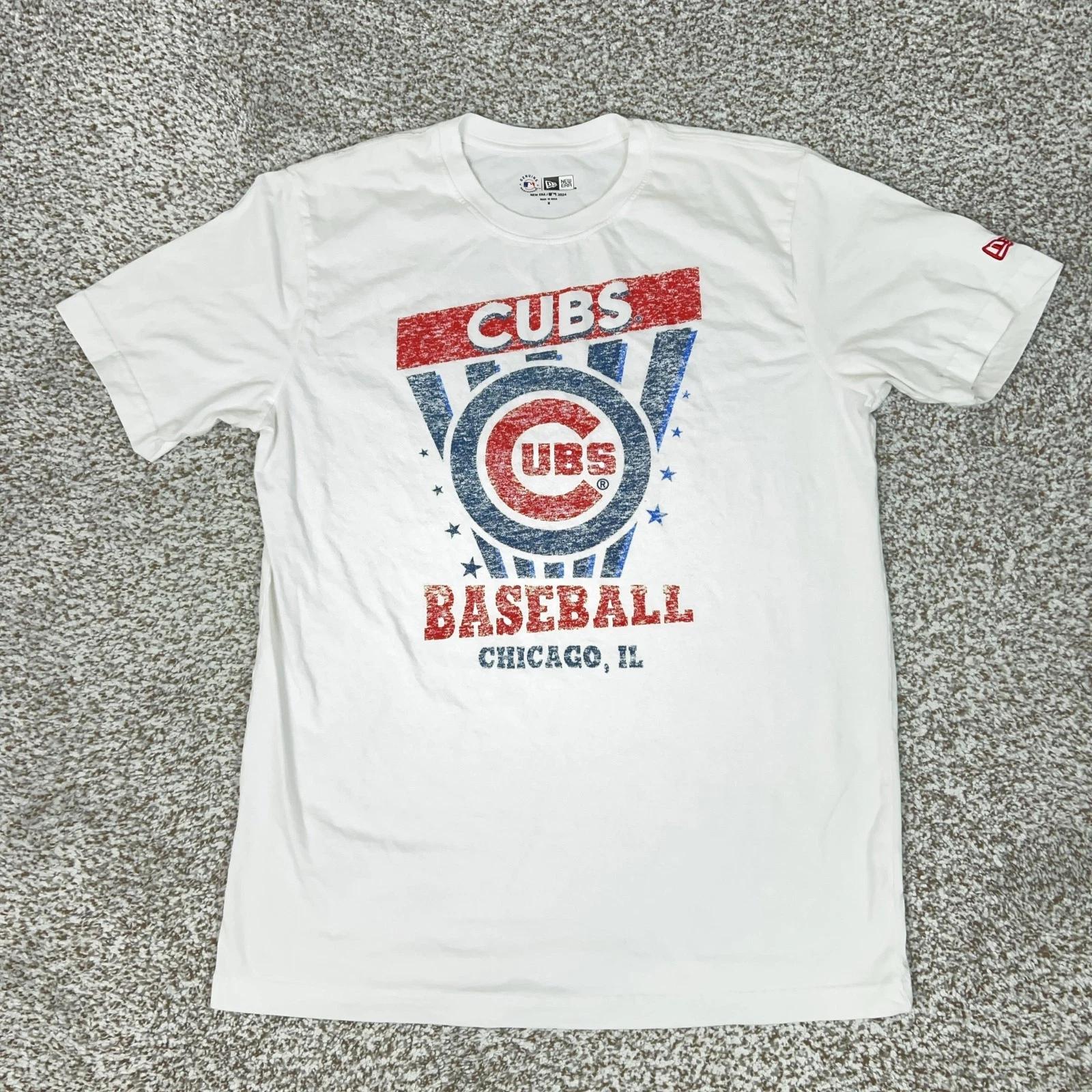 Chicago Cubs Shirt Mens Medium White MLB Baseball New Era Graphic Tee T Casual 2XL