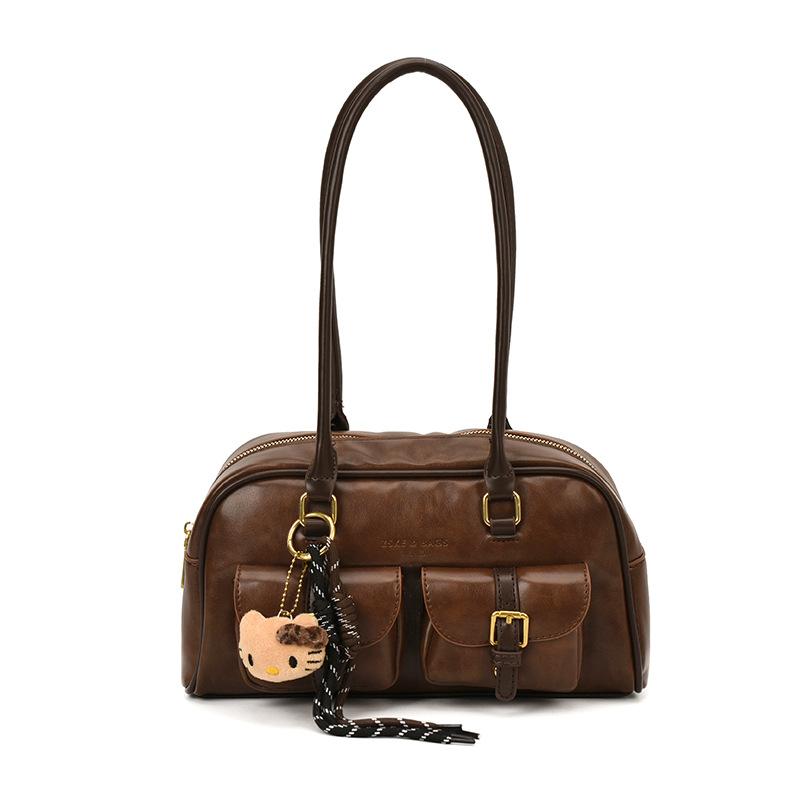 

Korean version of simple portable pillow bag women s 2025 autumn and winter new retro versatile shoulder bag commuter armpit bag no pendant коричневый