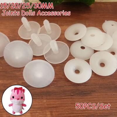 50set Größe 20x20mm 15x15mm Weiße Plastikpuppen Gelenke Puppenzubehör Für Spielzeug Teddybär Herstellung DIY Bastelarbeiten