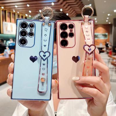 Für Samsung A53 S25 Ultra Hülle Niedliches Liebesherz Beschichtung Armband Handyhalter Abdeckung Für Galaxy S24 Ultra S23 S22 S21 Hüllen Schale