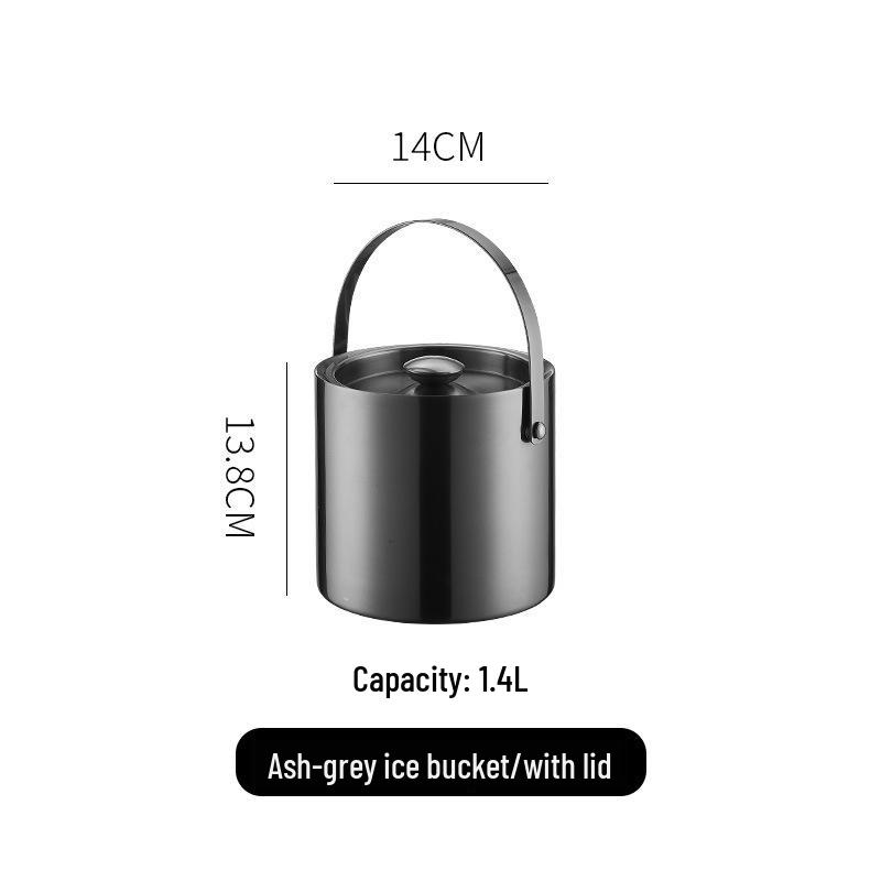 3L Double-Layer Insulated 304 Stainless Steel Ice Bucket with Thickened Handle for Wine & Beer