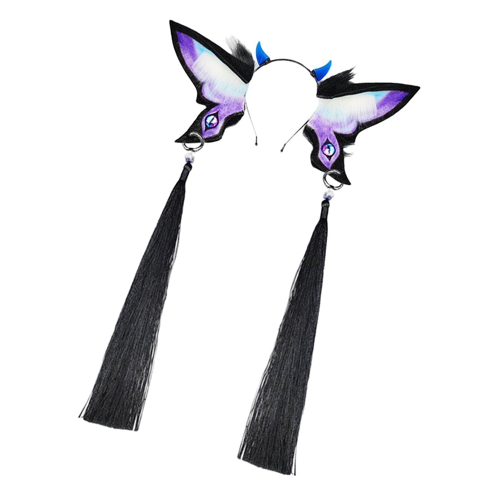 

Stylish Butterfly Headpiece Proms Birthday Hairbands Dark Headwear Halloween Devil Eye Adorkable Oversized Headwear синий