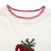 Womens Winter Knit Sweater With Strawberry Jacquard Round Neck Long Sleeve Loose Fit Casual Pullover