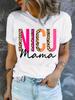 Blessed Grandma Print T-Shirt Mother's Day Short Sleeve Crew Neck Casual Top for Spring & Summer Women's Aesthetic Clothes