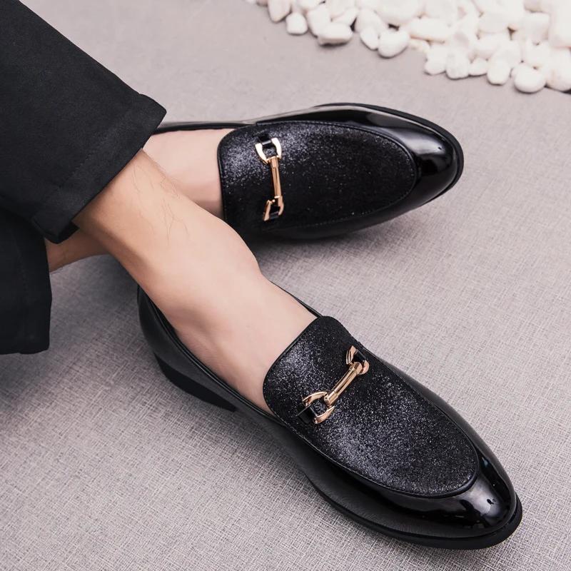 Fashion Fashion Pointed Toe Business Dress Shoes Men Loafers Leather Oxford Shoes for Men Formal Mariage Slip On Wedding Party Shoes K3