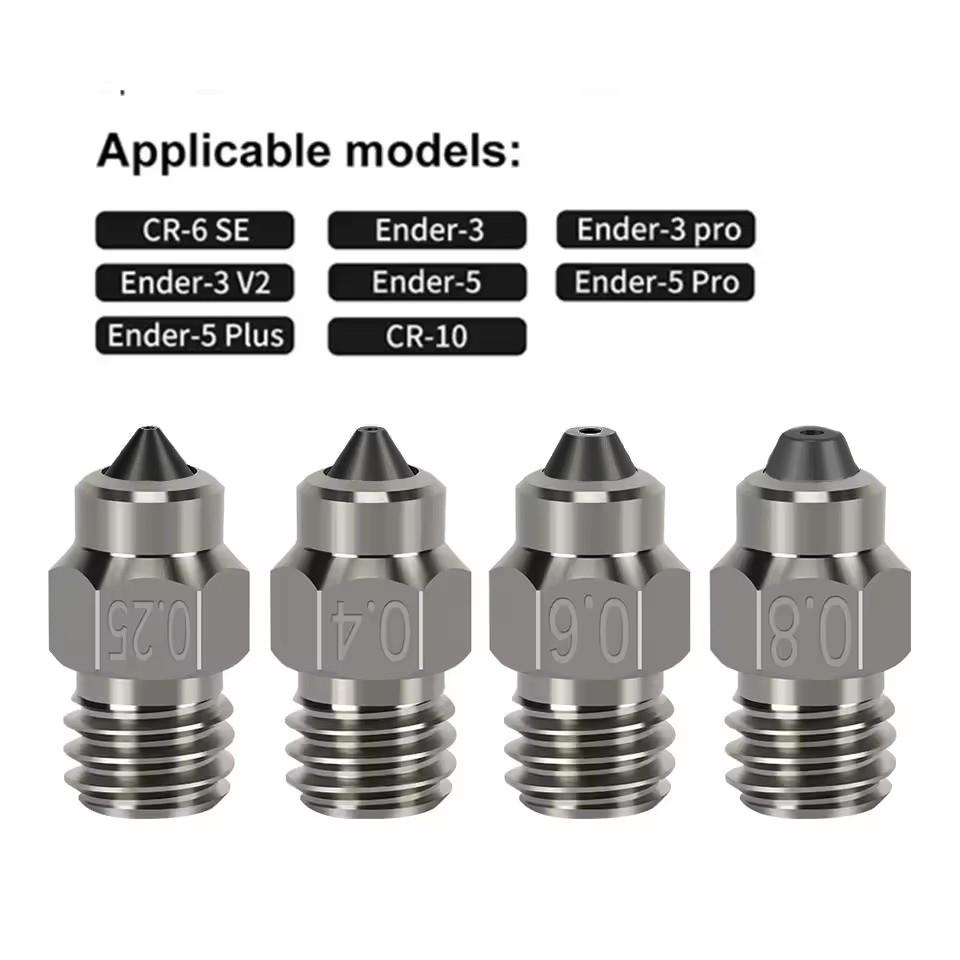 New MY Hardened Steel MK8 Nozzle For Creality CR6 SE Bimetal Nozzles DLC Hard Steel 3D Printer Nozzles For Ender 3 S1 5 Pro CR10